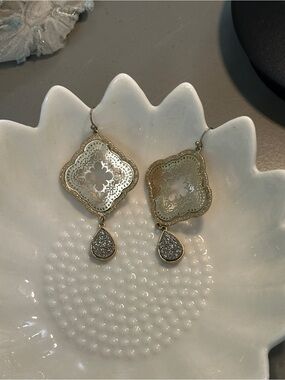 Gold-Tone Filigree Earrings - Dangle Style